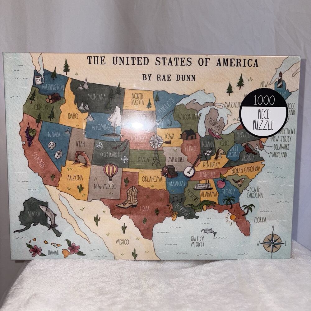 Rae Dunn Puzzle The United States of America 1000 Pieces Factory Sealed